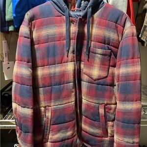 Levi's Red and Blue Plaid Puffer Jacket